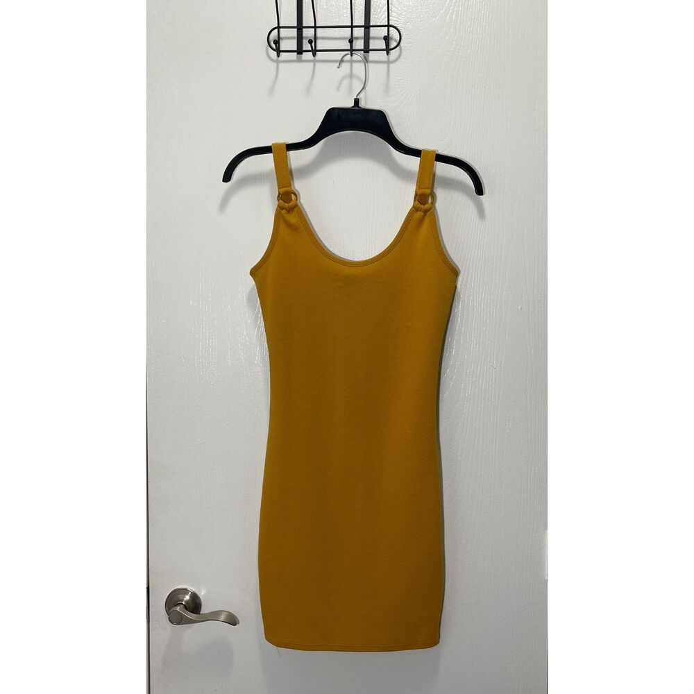 B FAMOUS #USA Women's Mustard Yellow Ring-Strap Mini Dress NWOT